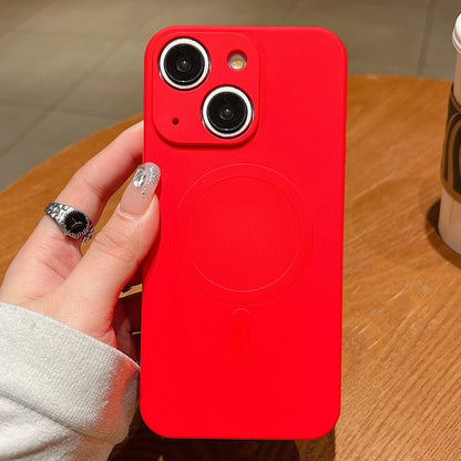 Solid Color Liquid Silicone MagSafe Magnetic Phone Case, For iPhone 14 Plus