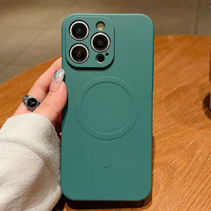 Solid Color Liquid Silicone MagSafe Magnetic Phone Case, For iPhone 14 Pro