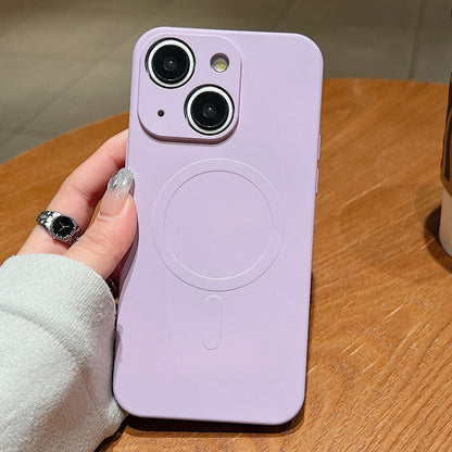 Solid Color Liquid Silicone MagSafe Magnetic Phone Case, For iPhone 13