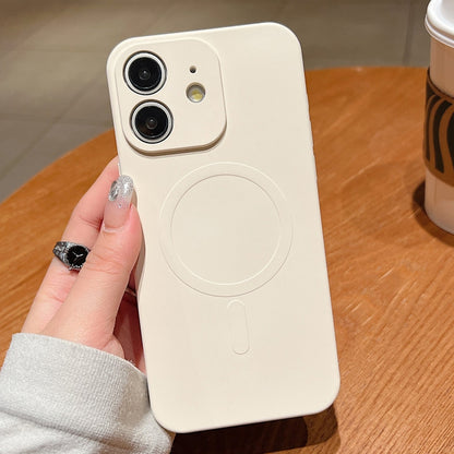 Solid Color Liquid Silicone MagSafe Magnetic Phone Case, For iPhone 12