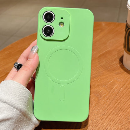 Solid Color Liquid Silicone MagSafe Magnetic Phone Case, For iPhone 12