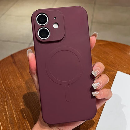 Solid Color Liquid Silicone MagSafe Magnetic Phone Case, For iPhone 11