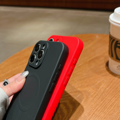 Solid Color Liquid Silicone MagSafe Magnetic Phone Case, For iPhone 15 Pro