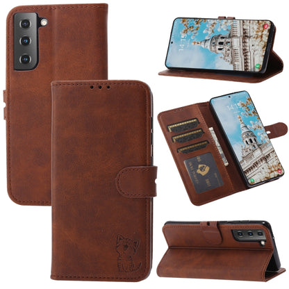 Embossed Happy Cat Pattern Flip Leather Phone Case, For Samsung Galaxy S25 Edge 5G, For Samsung Galaxy S25 5G, For Samsung Galaxy S25+ 5G, For Samsung Galaxy S25 Ultra 5G