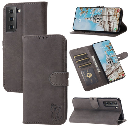 Embossed Happy Cat Pattern Flip Leather Phone Case, For Samsung Galaxy S25 Edge 5G, For Samsung Galaxy S25 5G, For Samsung Galaxy S25+ 5G, For Samsung Galaxy S25 Ultra 5G