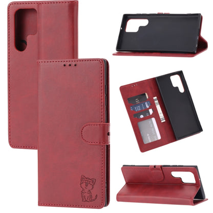 Embossed Happy Cat Pattern Flip Leather Phone Case, For Samsung Galaxy S25 Edge 5G, For Samsung Galaxy S25 5G, For Samsung Galaxy S25+ 5G, For Samsung Galaxy S25 Ultra 5G