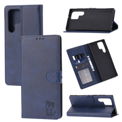 Embossed Happy Cat Pattern Flip Leather Phone Case, For Samsung Galaxy S25 Edge 5G, For Samsung Galaxy S25 5G, For Samsung Galaxy S25+ 5G, For Samsung Galaxy S25 Ultra 5G