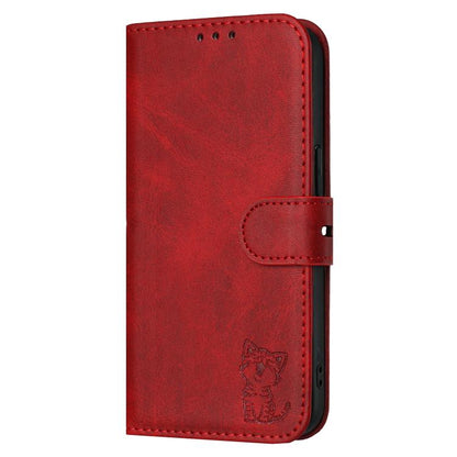 Embossed Happy Cat Pattern Flip Leather Phone Case, For Samsung Galaxy S25 Edge 5G, For Samsung Galaxy S25 5G, For Samsung Galaxy S25+ 5G, For Samsung Galaxy S25 Ultra 5G