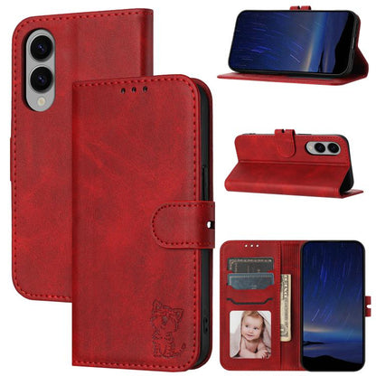 Embossed Happy Cat Pattern Flip Leather Phone Case, For Samsung Galaxy S25 Edge 5G, For Samsung Galaxy S25 5G, For Samsung Galaxy S25+ 5G, For Samsung Galaxy S25 Ultra 5G