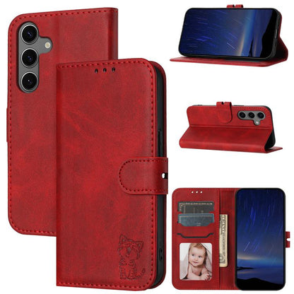 Embossed Happy Cat Pattern Flip Leather Phone Case, For Galaxy S26 FE 5G, For Samsung Galaxy S25 Edge 5G, For Samsung Galaxy S25 5G, For Samsung Galaxy S25+ 5G