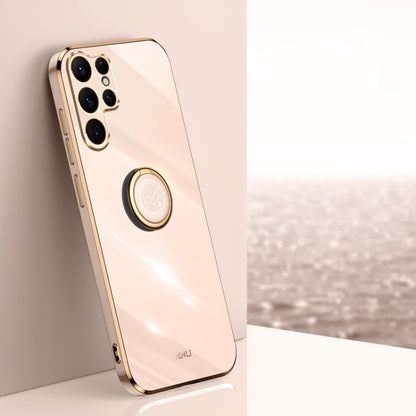 XINLI Straight Edge 6D Electroplate TPU Phone Case with Ring Holder, For Samsung Galaxy S25+ 5G, For Samsung Galaxy S25 Ultra 5G, For Samsung Galaxy S24 FE 5G