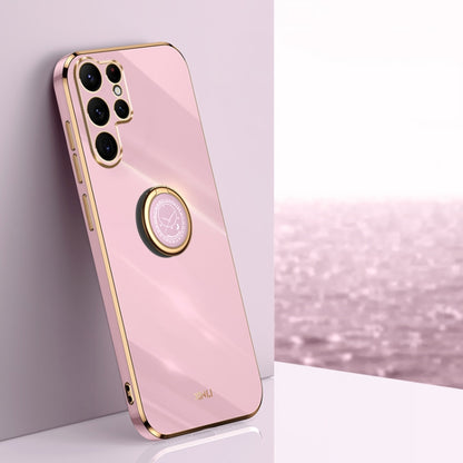 XINLI Straight Edge 6D Electroplate TPU Phone Case with Ring Holder, For Samsung Galaxy S25+ 5G, For Samsung Galaxy S25 Ultra 5G, For Samsung Galaxy S24 FE 5G