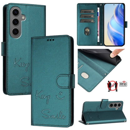 Smile Embossing RFID Leather Phone Case, For Samsung Galaxy S25 Ultra 5G, For Samsung Galaxy S24 FE 5G, For Samsung Galaxy S24 Ultra 5G, For Samsung Galaxy S24+ 5G