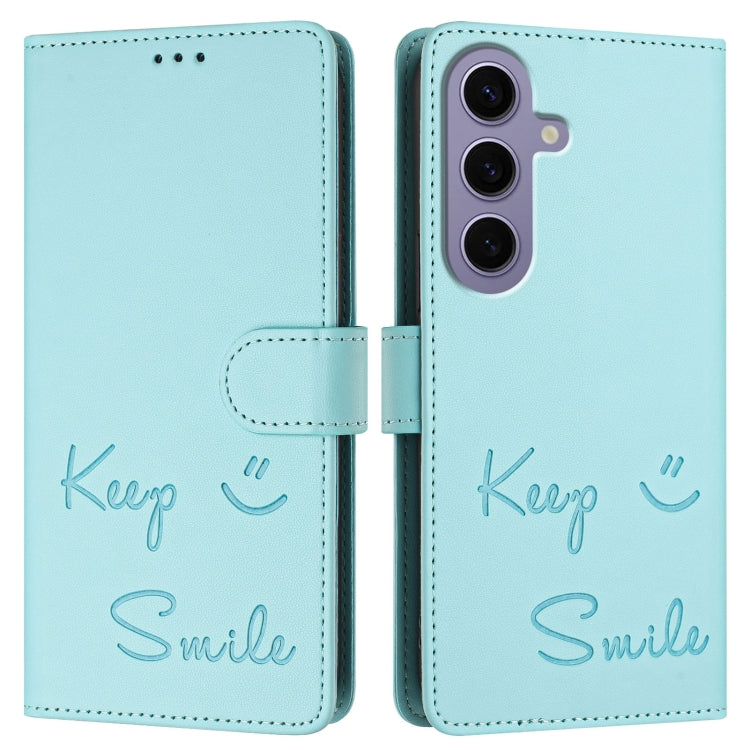 Smile Embossing RFID Leather Phone Case, For Samsung Galaxy S24 5G, For Samsung Galaxy S23 FE 5G, For Samsung Galaxy S23 Ultra 5G, For Samsung Galaxy S23+ 5G