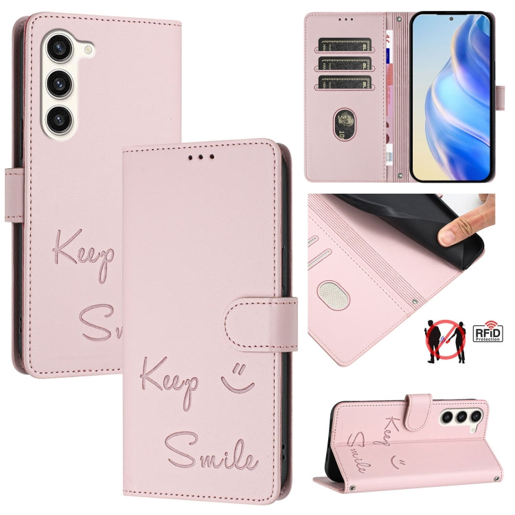 Smile Embossing RFID Leather Phone Case, For Samsung Galaxy S23 5G, For Samsung Galaxy S20 FE 2022 / 5G / 4G, For Samsung Galaxy S22 Ultra 5G, For Samsung Galaxy S22+ 5G