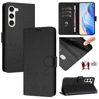 Smile Embossing RFID Leather Phone Case, For Samsung Galaxy S23 5G, For Samsung Galaxy S20 FE 2022 / 5G / 4G, For Samsung Galaxy S22 Ultra 5G, For Samsung Galaxy S22+ 5G