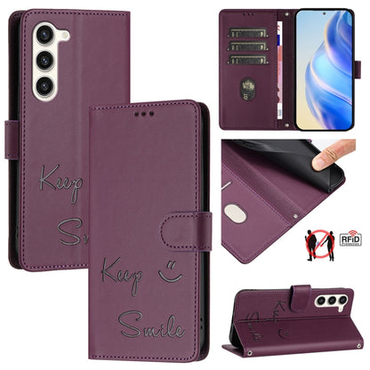 Smile Embossing RFID Leather Phone Case, For Samsung Galaxy S23 5G, For Samsung Galaxy S20 FE 2022 / 5G / 4G, For Samsung Galaxy S22 Ultra 5G, For Samsung Galaxy S22+ 5G