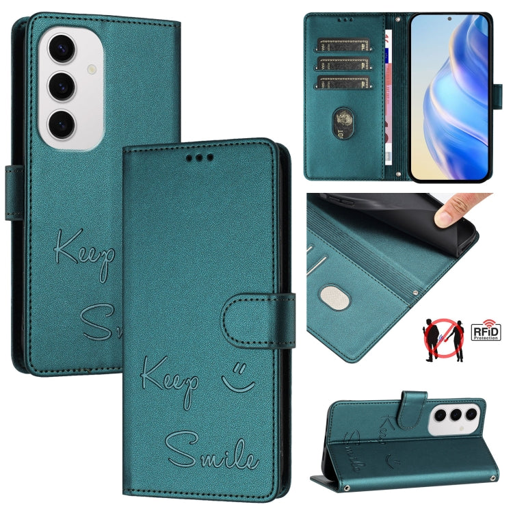 Smile Embossing RFID Leather Phone Case, For Samsung Galaxy S25 Ultra 5G, For Samsung Galaxy S24 FE 5G, For Samsung Galaxy S24 Ultra 5G, For Samsung Galaxy S24+ 5G