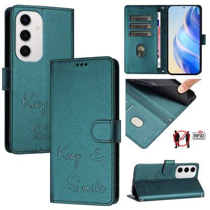 Smile Embossing RFID Leather Phone Case, For Samsung Galaxy S25 Ultra 5G, For Samsung Galaxy S24 FE 5G, For Samsung Galaxy S24 Ultra 5G, For Samsung Galaxy S24+ 5G