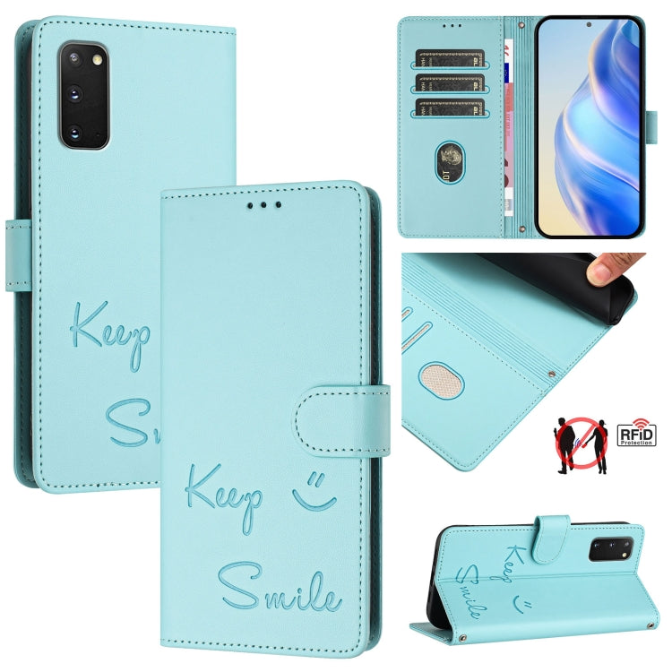 Smile Embossing RFID Leather Phone Case, For Samsung Galaxy S23 5G, For Samsung Galaxy S20 FE 2022 / 5G / 4G, For Samsung Galaxy S22 Ultra 5G, For Samsung Galaxy S22+ 5G