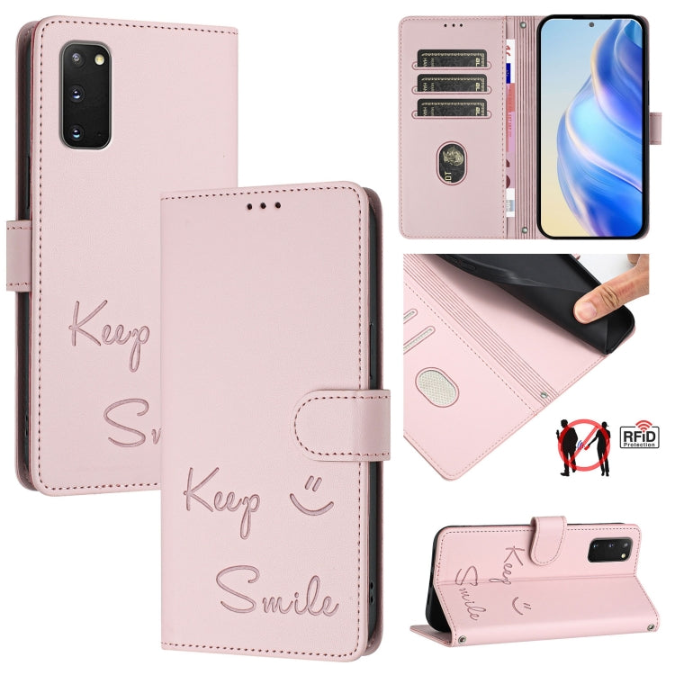 Smile Embossing RFID Leather Phone Case, For Samsung Galaxy S23 5G, For Samsung Galaxy S20 FE 2022 / 5G / 4G, For Samsung Galaxy S22 Ultra 5G, For Samsung Galaxy S22+ 5G