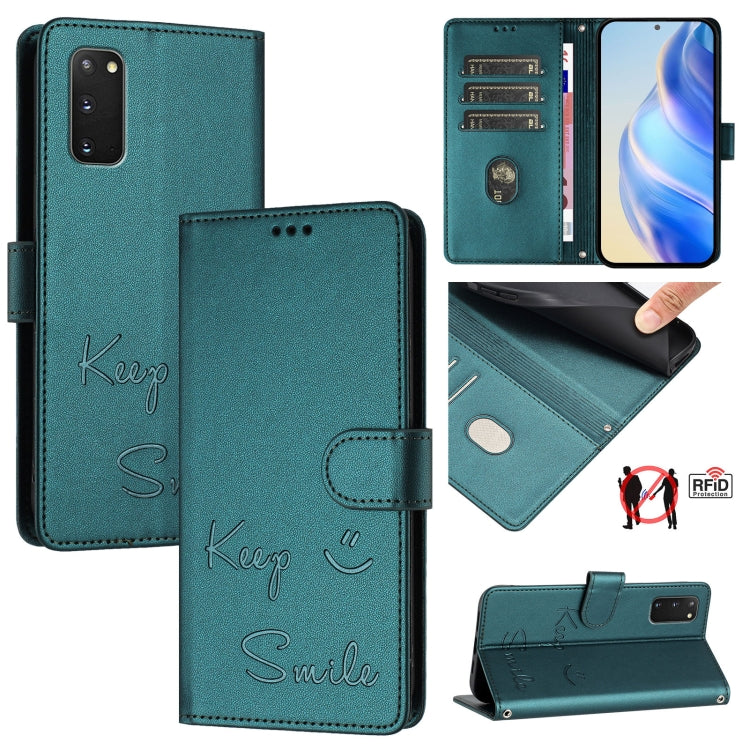 Smile Embossing RFID Leather Phone Case, For Samsung Galaxy S23 5G, For Samsung Galaxy S20 FE 2022 / 5G / 4G, For Samsung Galaxy S22 Ultra 5G, For Samsung Galaxy S22+ 5G