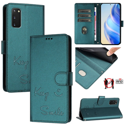 Smile Embossing RFID Leather Phone Case, For Samsung Galaxy S23 5G, For Samsung Galaxy S20 FE 2022 / 5G / 4G, For Samsung Galaxy S22 Ultra 5G, For Samsung Galaxy S22+ 5G