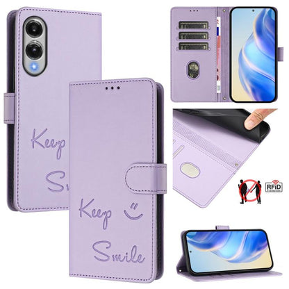 Smile Embossing RFID Leather Phone Case, For Samsung Galaxy S26 5G, For Samsung Galaxy S25 Edge 5G, For Samsung Galaxy S25 5G, For Samsung Galaxy S25+ 5G