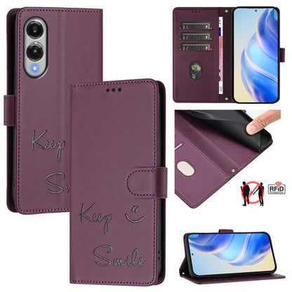 Smile Embossing RFID Leather Phone Case, For Samsung Galaxy S26 5G, For Samsung Galaxy S25 Edge 5G, For Samsung Galaxy S25 5G, For Samsung Galaxy S25+ 5G