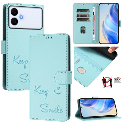 Smile Embossing RFID Leather Phone Case, For Galaxy S26 FE 5G 5G, For Samsung Galaxy S26+ 5G, For Samsung Galaxy S26 Edge 5G, For Samsung Galaxy S26 Ultra 5G