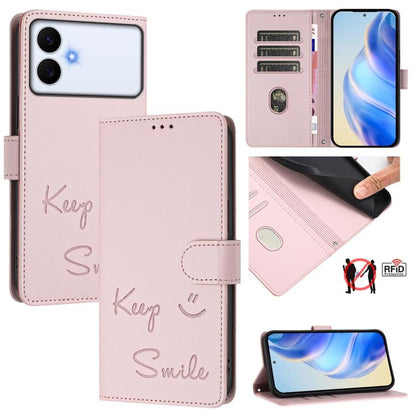 Smile Embossing RFID Leather Phone Case, For Galaxy S26 FE 5G 5G, For Samsung Galaxy S26+ 5G, For Samsung Galaxy S26 Edge 5G, For Samsung Galaxy S26 Ultra 5G