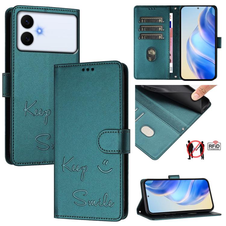 Smile Embossing RFID Leather Phone Case, For Galaxy S26 FE 5G 5G, For Samsung Galaxy S26+ 5G, For Samsung Galaxy S26 Edge 5G, For Samsung Galaxy S26 Ultra 5G