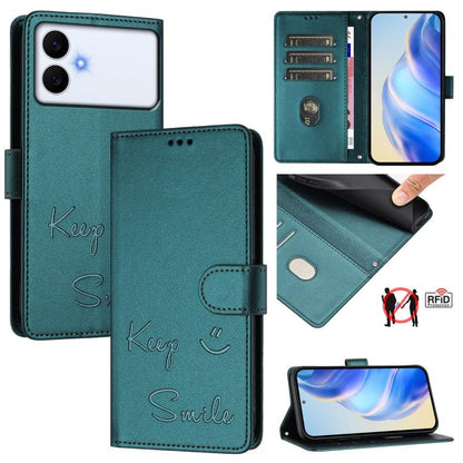 Smile Embossing RFID Leather Phone Case, For Galaxy S26 FE 5G 5G, For Samsung Galaxy S26+ 5G, For Samsung Galaxy S26 Edge 5G, For Samsung Galaxy S26 Ultra 5G