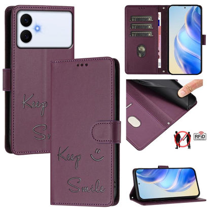 Smile Embossing RFID Leather Phone Case, For Galaxy S26 FE 5G 5G, For Samsung Galaxy S26+ 5G, For Samsung Galaxy S26 Edge 5G, For Samsung Galaxy S26 Ultra 5G