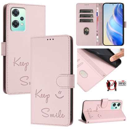 Smile Embossing RFID Leather Phone Case, For OnePlus Nord CE 2 Lite 5G, For OnePlus Nord CE4, For OnePlus Nord N30 SE, For OnePlus 12R 5G Global