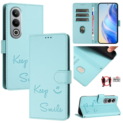 Smile Embossing RFID Leather Phone Case, For OnePlus Nord CE 2 Lite 5G, For OnePlus Nord CE4, For OnePlus Nord N30 SE, For OnePlus 12R 5G Global