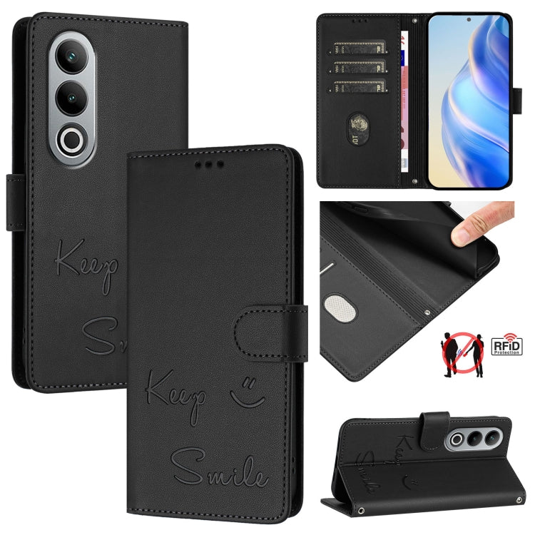 Smile Embossing RFID Leather Phone Case, For OnePlus Nord CE 2 Lite 5G, For OnePlus Nord CE4, For OnePlus Nord N30 SE, For OnePlus 12R 5G Global