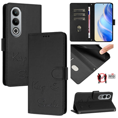 Smile Embossing RFID Leather Phone Case, For OnePlus Nord CE 2 Lite 5G, For OnePlus Nord CE4, For OnePlus Nord N30 SE, For OnePlus 12R 5G Global