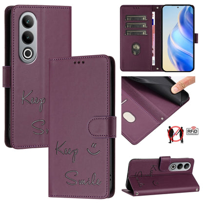 Smile Embossing RFID Leather Phone Case, For OnePlus Nord CE 2 Lite 5G, For OnePlus Nord CE4, For OnePlus Nord N30 SE, For OnePlus 12R 5G Global