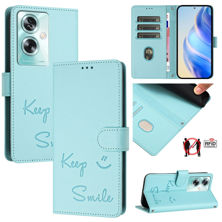 Smile Embossing RFID Leather Phone Case, For OnePlus Nord CE 2 Lite 5G, For OnePlus Nord CE4, For OnePlus Nord N30 SE, For OnePlus 12R 5G Global