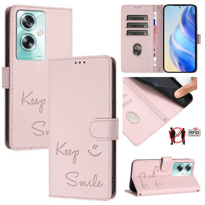 Smile Embossing RFID Leather Phone Case, For OnePlus Nord CE 2 Lite 5G, For OnePlus Nord CE4, For OnePlus Nord N30 SE, For OnePlus 12R 5G Global