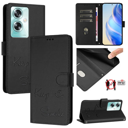 Smile Embossing RFID Leather Phone Case, For OnePlus Nord CE 2 Lite 5G, For OnePlus Nord CE4, For OnePlus Nord N30 SE, For OnePlus 12R 5G Global