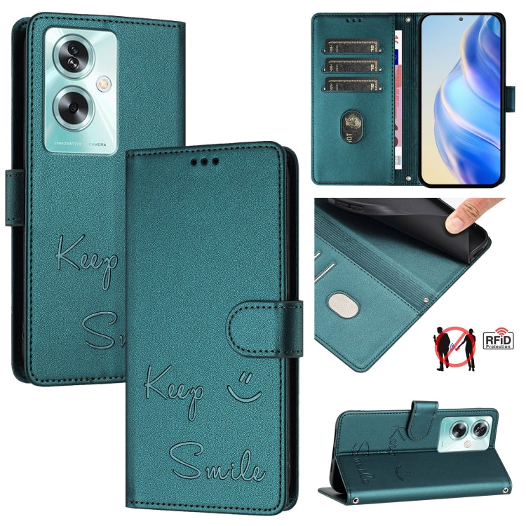 Smile Embossing RFID Leather Phone Case, For OnePlus Nord CE 2 Lite 5G, For OnePlus Nord CE4, For OnePlus Nord N30 SE, For OnePlus 12R 5G Global