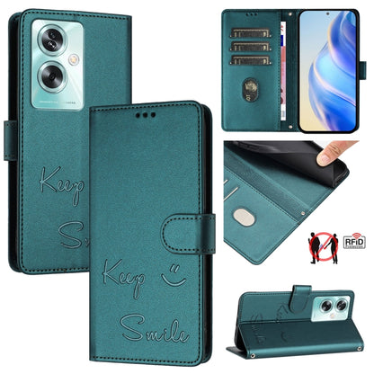 Smile Embossing RFID Leather Phone Case, For OnePlus Nord CE 2 Lite 5G, For OnePlus Nord CE4, For OnePlus Nord N30 SE, For OnePlus 12R 5G Global