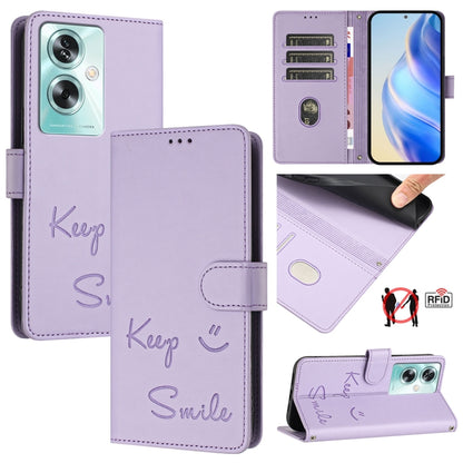 Smile Embossing RFID Leather Phone Case, For OnePlus Nord CE 2 Lite 5G, For OnePlus Nord CE4, For OnePlus Nord N30 SE, For OnePlus 12R 5G Global
