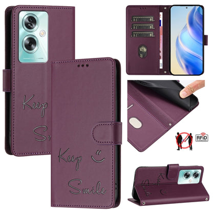 Smile Embossing RFID Leather Phone Case, For OnePlus Nord CE 2 Lite 5G, For OnePlus Nord CE4, For OnePlus Nord N30 SE, For OnePlus 12R 5G Global