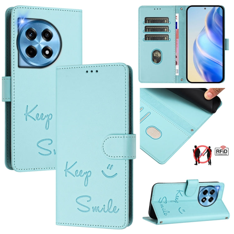 Smile Embossing RFID Leather Phone Case, For OnePlus Nord CE 2 Lite 5G, For OnePlus Nord CE4, For OnePlus Nord N30 SE, For OnePlus 12R 5G Global