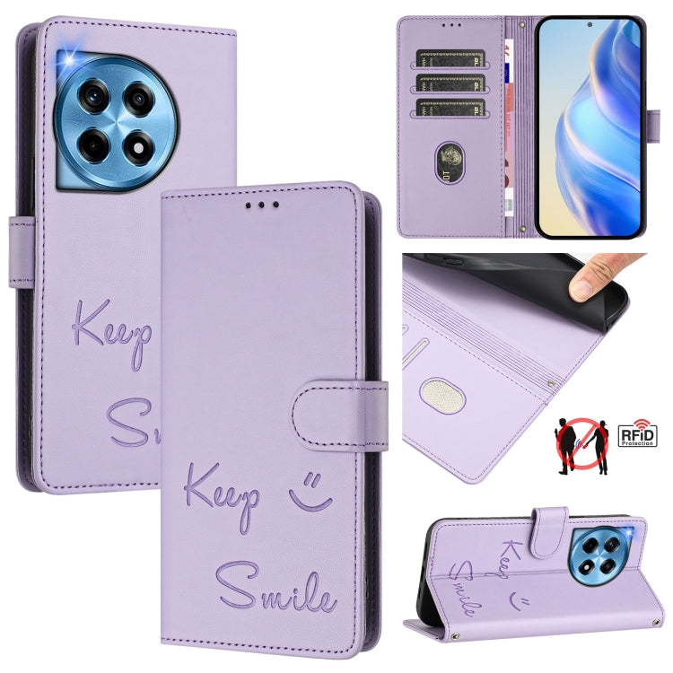 Smile Embossing RFID Leather Phone Case, For OnePlus Nord CE 2 Lite 5G, For OnePlus Nord CE4, For OnePlus Nord N30 SE, For OnePlus 12R 5G Global