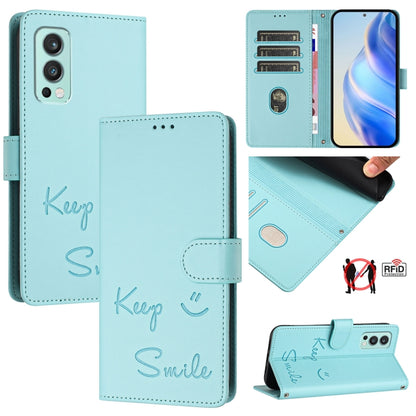 Smile Embossing RFID Leather Phone Case, For OnePlus Nord 2 5G, For OnePlus 9 Pro, For OnePlus 9, For OnePlus Nord N10 5G