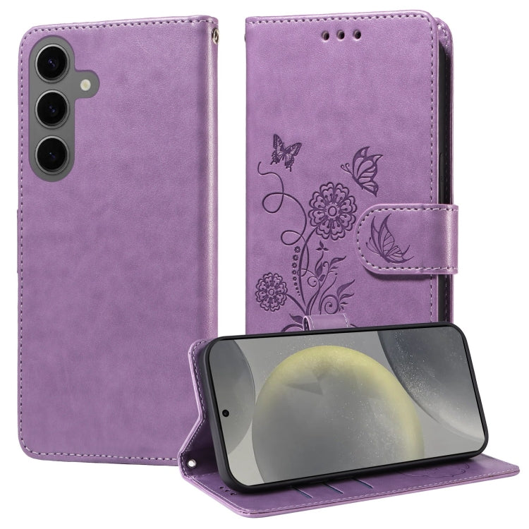 Embossed Butterfly Flowers Leather Phone Case, For Samsung Galaxy S24 FE 5G, For Samsung Galaxy S24 Ultra 5G, For Samsung Galaxy S24+ 5G, For Samsung Galaxy S24 5G